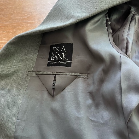 Jos A Bank travelers collection Men’s blazer jacket wool beige/grey 52L 2 button - Picture 16 of 16